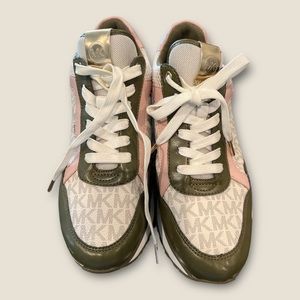 Michael Kors White and Green Athletic Shoes